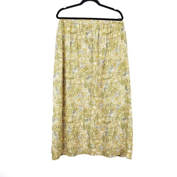 Christopher & Banks Womens Yellow Green Fern Leaf Print Maxi Skirt Size 3X NWOT - Picture 1 of 5
